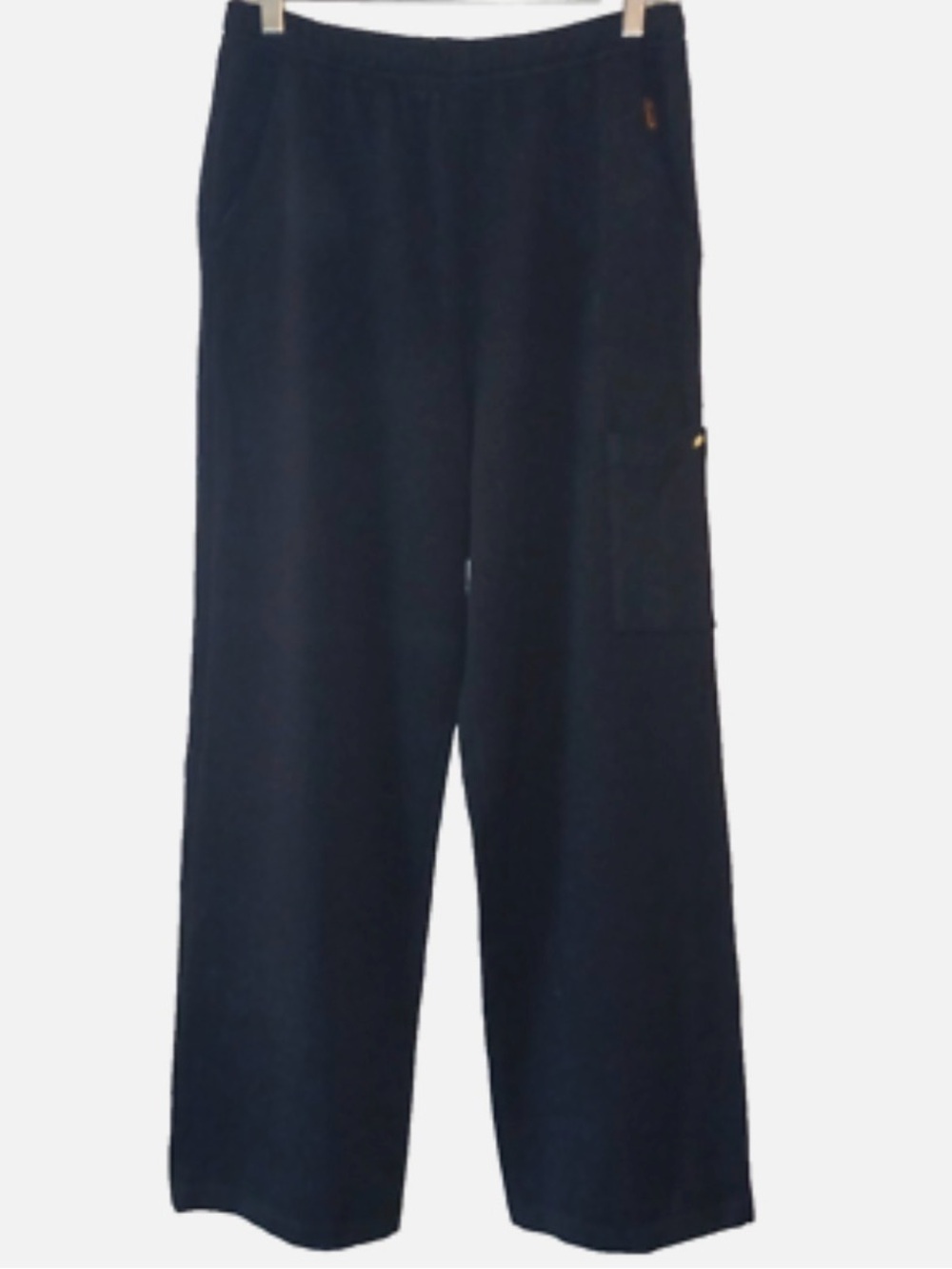St. John Sport Black Santana Knit Pull On Pants Wide Leg Pocket Detail